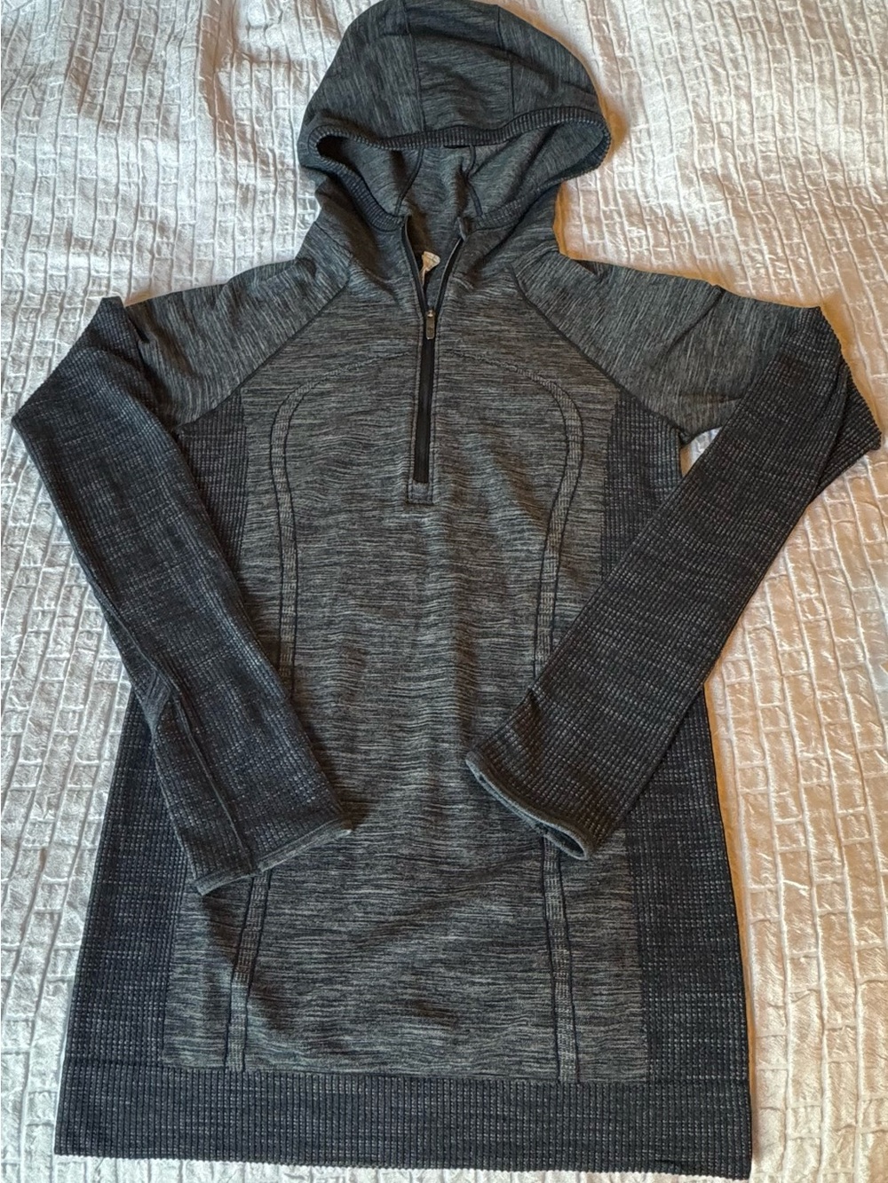 Lululemon Swiftly Wool 1/2 Zip Hoodie Nocturnal Teal White Size 6 NWOT